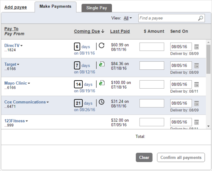 Make a payment new user experience  - Popular Online Banking